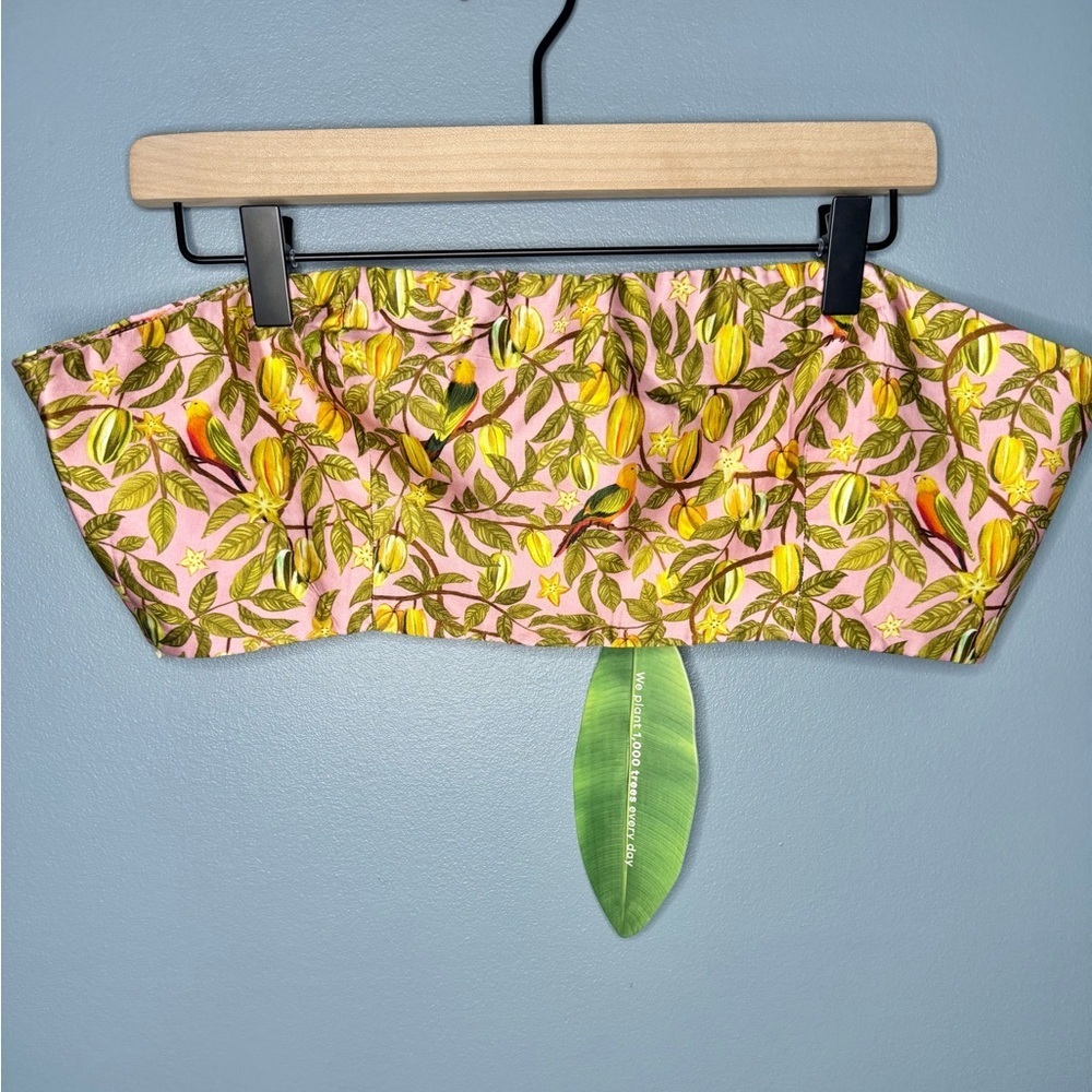 NWT Farm Rio Starfruit Satin Cropped/Bandeau Top Boho Summer | Size XL - Picture 4 of 11